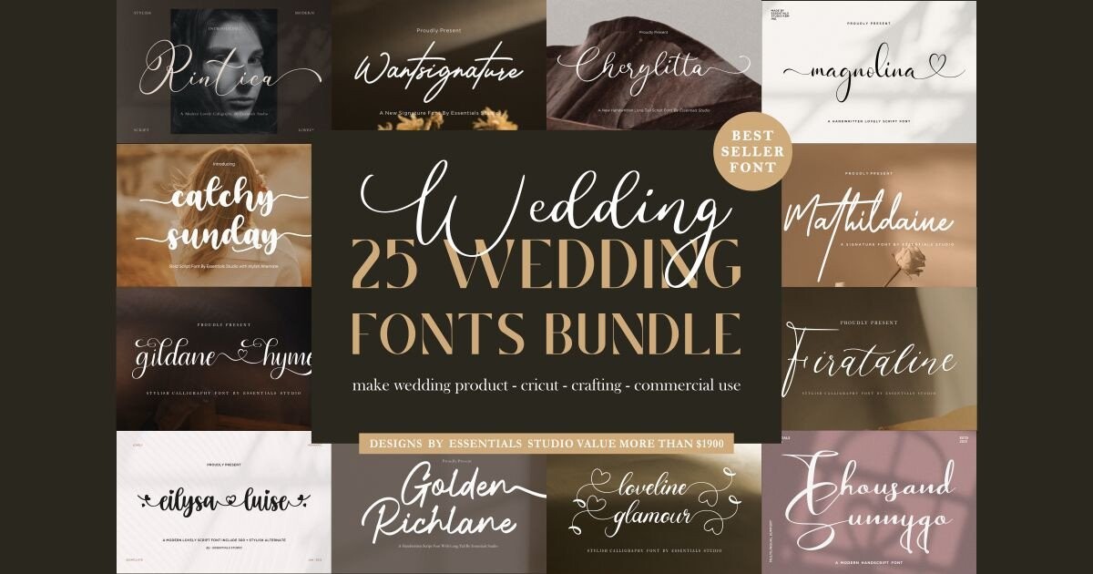 Best Wedding Calligraphy Font Bundle — wedding font preview