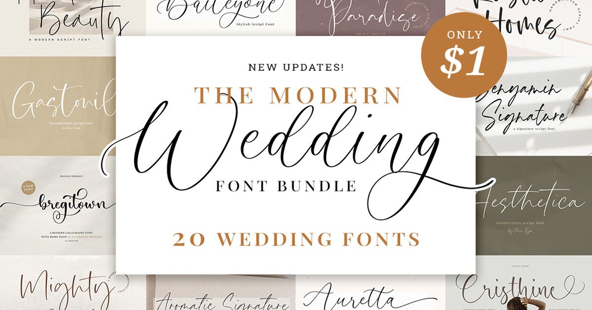 The Modern Wedding Font Bundle — wedding font preview