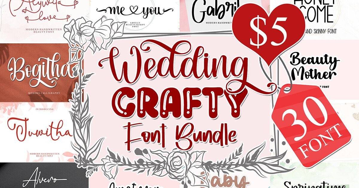 Wedding & Crafty Font Bundle — wedding font preview